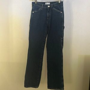 Zara Women’s Dark Blue Carpenter/Utility-Style Denim Jeans Size 34